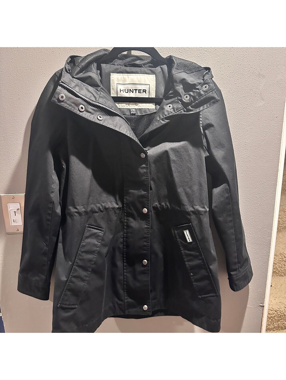 Hunter Black Cotton Hooded Jacket XS